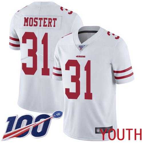 San Francisco 49ers Limited White Youth Raheem Mostert Road NFL Jersey #31 100th Season Vapor Untouchable
